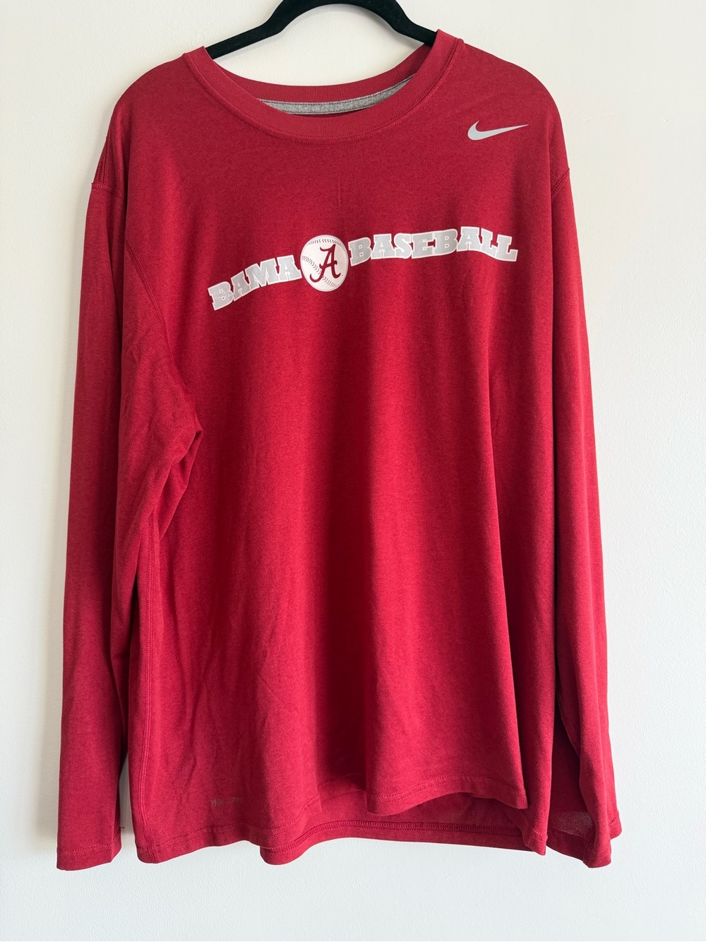 Nike Crimson 'Bama Baseball Long Sleeve Tee Dri Fit XL